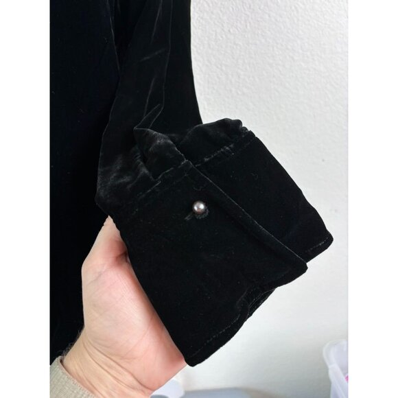 Lauren‎ Ralph Lauren women's medium black velvet long sleeve button down tunic - Picture 5 of 7